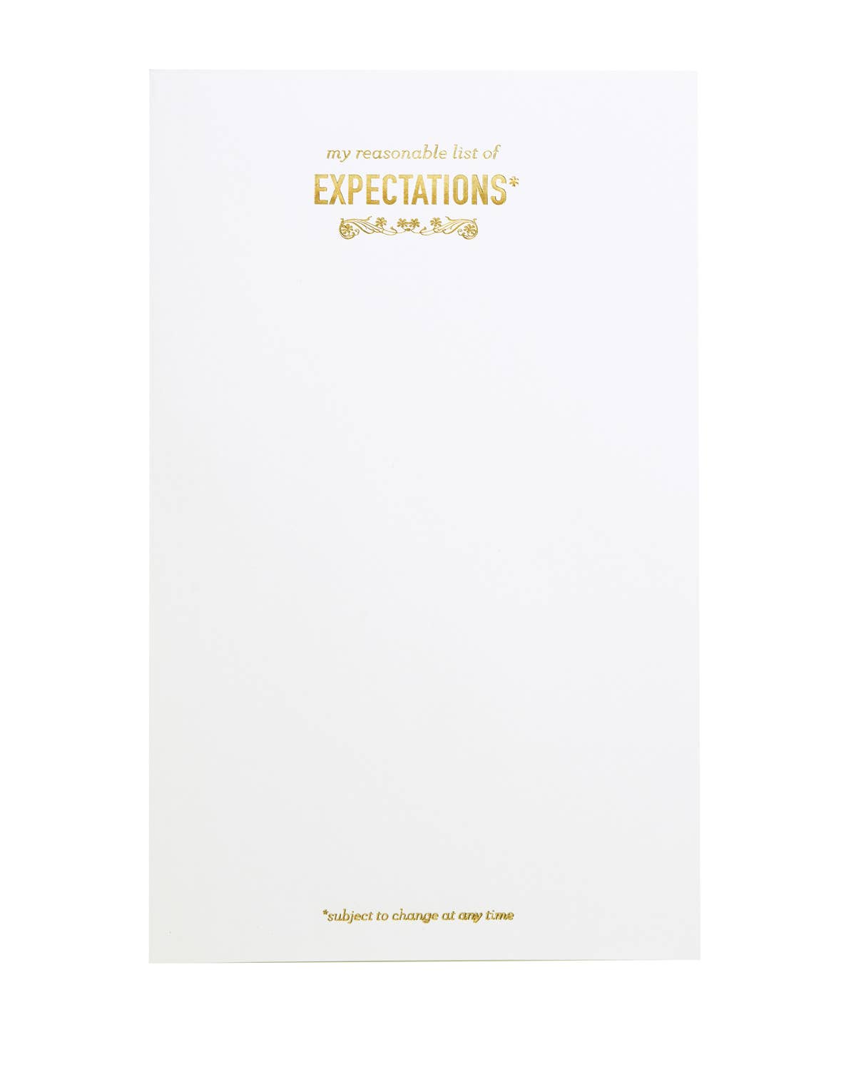 High and Mighty Notepad - Expectations