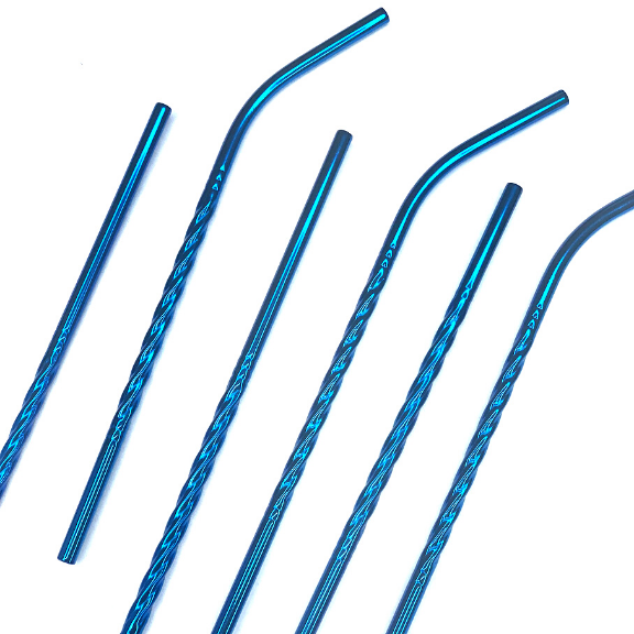 Blue Twist Straw Set