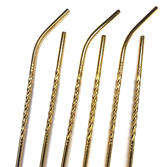 Gold Twist Straw Set