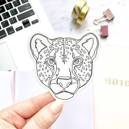 Black and White Cheetah Outline Sticker